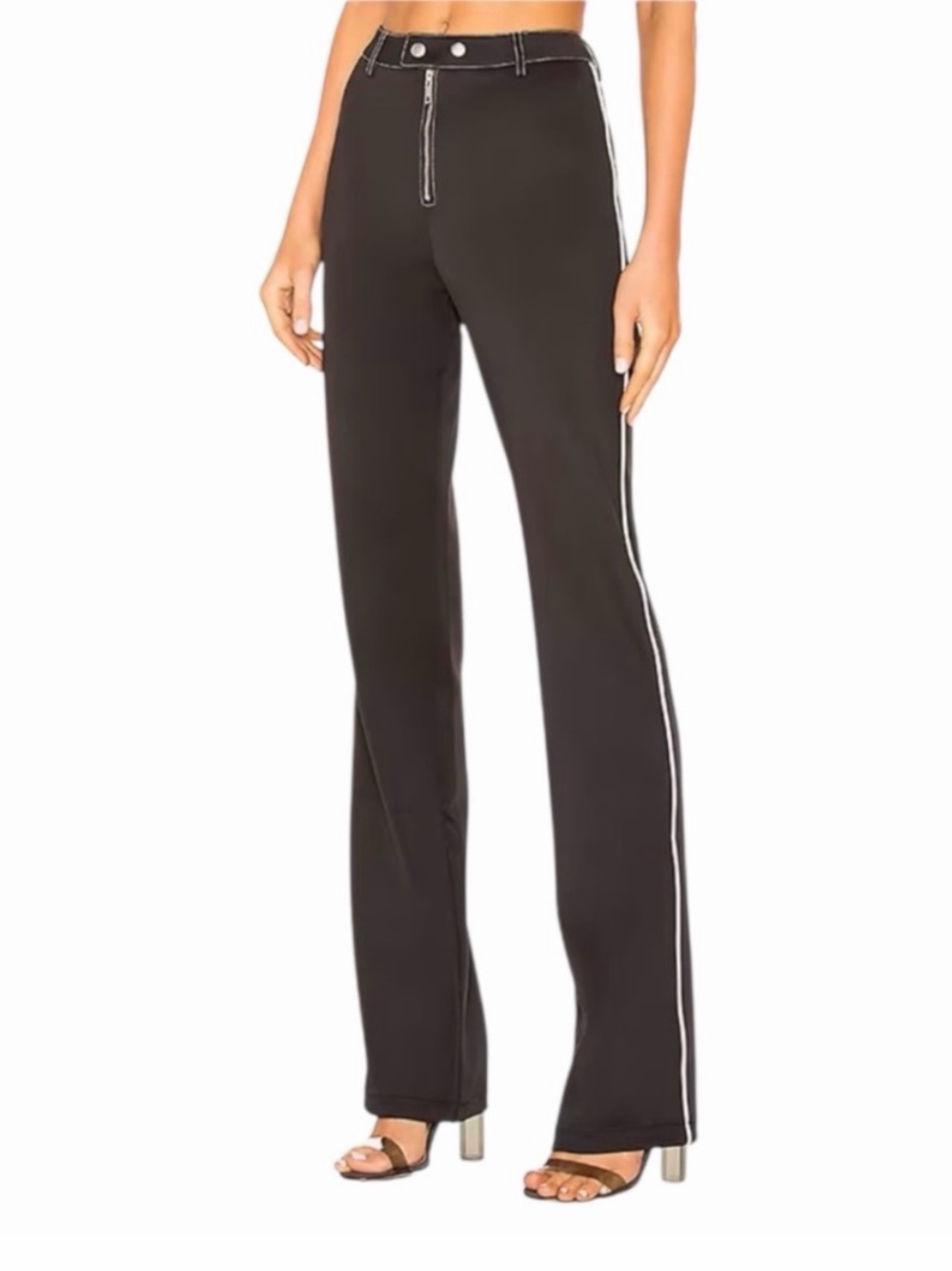I.AM.GIA Black Cargo Faux Leather Pants with Contrast Stitching